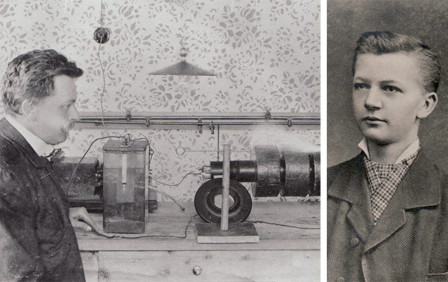 Old photos of Daniel Swarovski using his diamond cutting machine
